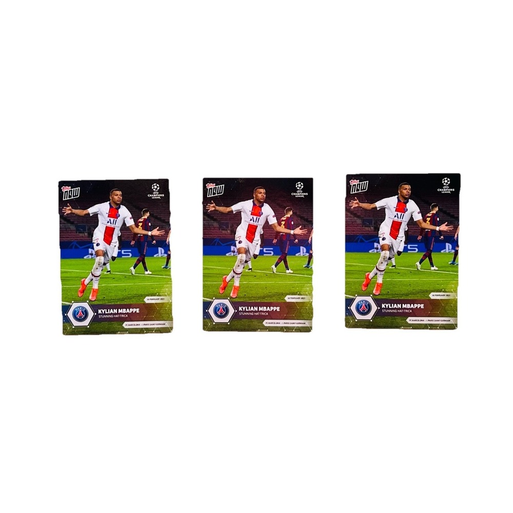 2021 Topps NOW #61 Lot(3)UEFA Kylian Mbappe Strikes Twice Fc Bayern